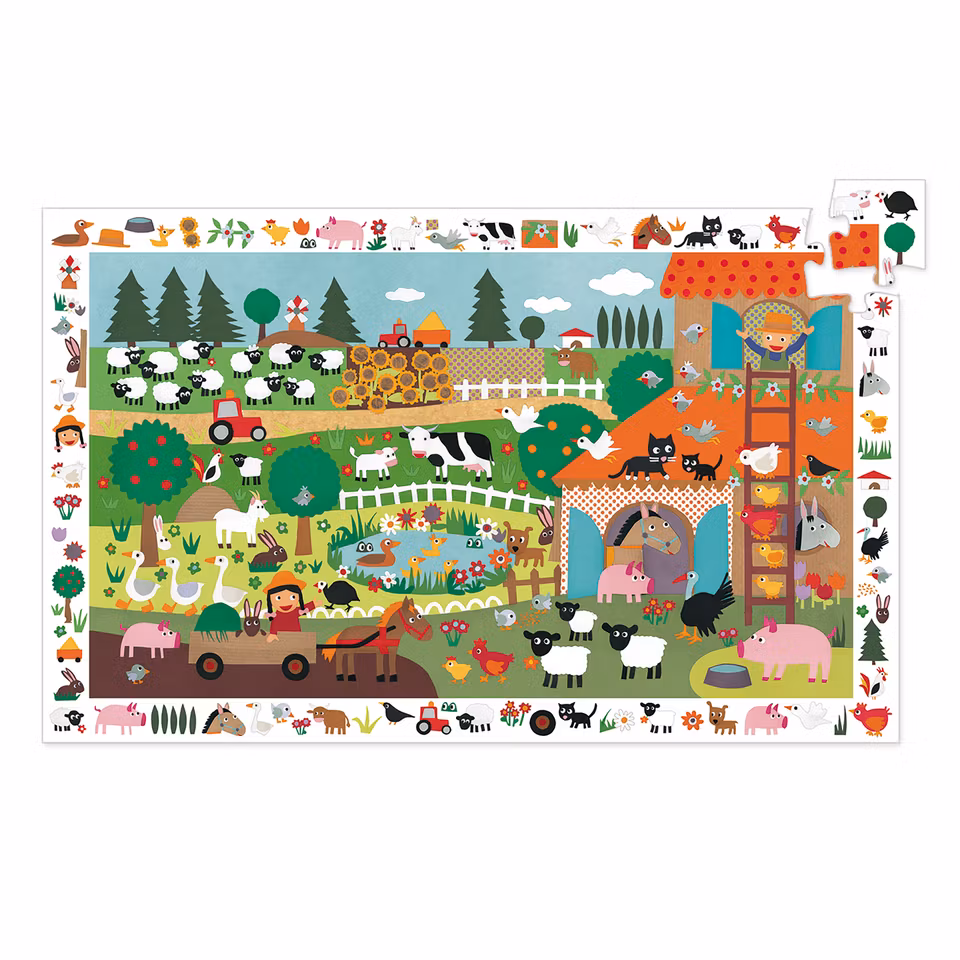 Djeco- Observation puzzle, The Farm, 35 pcs - FSC MIX