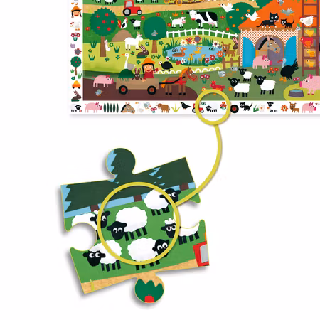 Djeco- Observation puzzle, The Farm, 35 pcs - FSC MIX