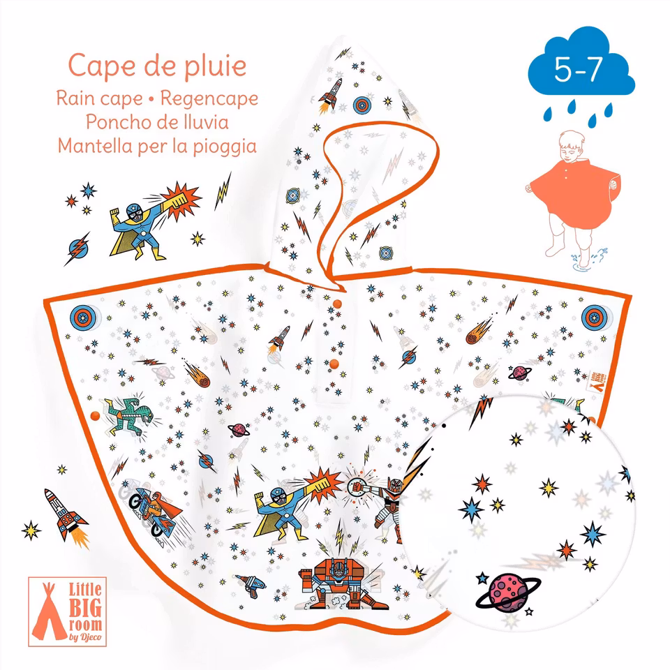 Djeco- Rain Cape M - Super Hero