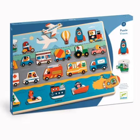 Djeco- Puzzlo Vroom - FSC 100%, 22 pcs