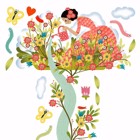 Djeco-Height chart - Young girl in the garden/  mätsticka