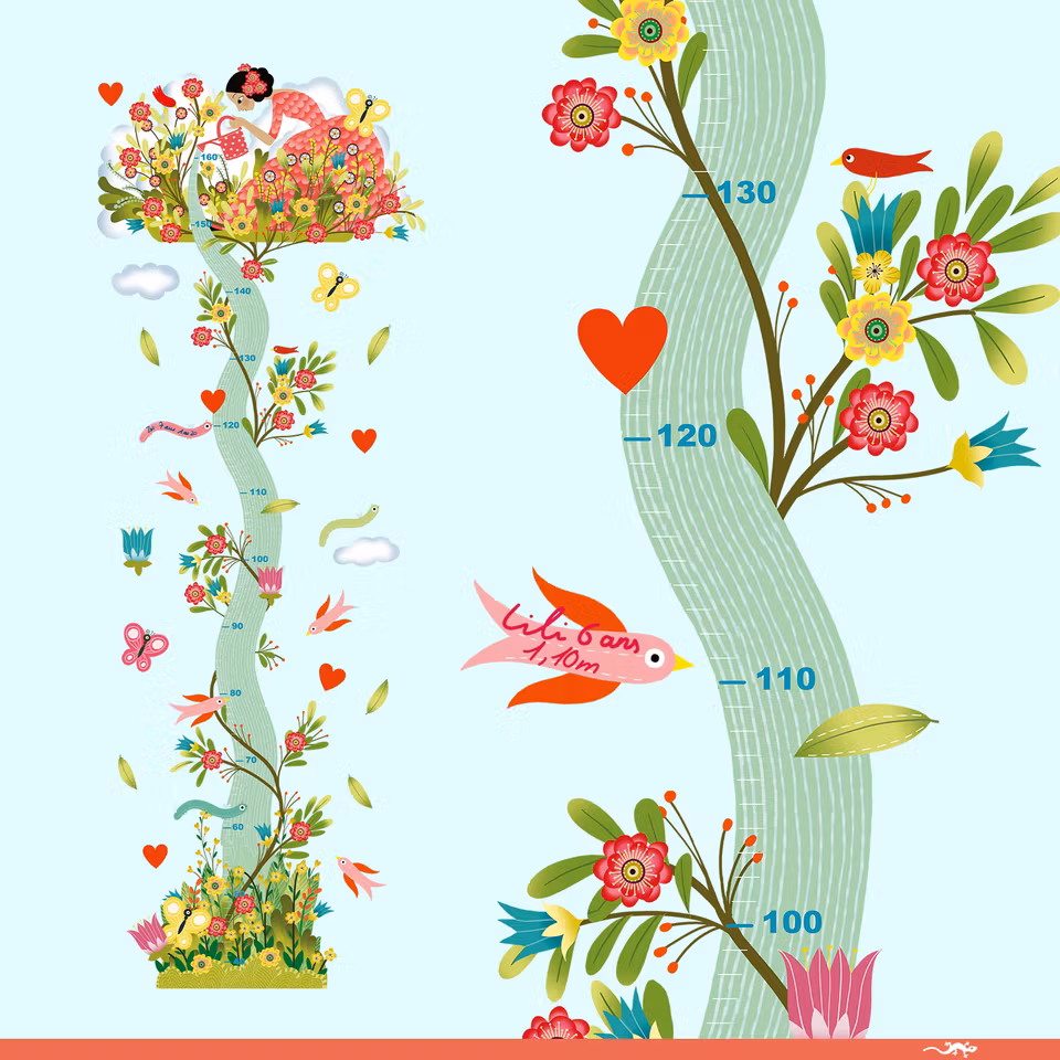 Djeco-Height chart - Young girl in the garden/  mätsticka