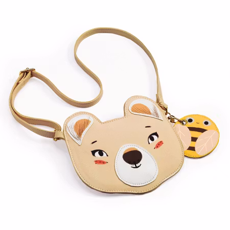 Djeco- Shoulder Bag with Mini Wallet/ förtjusande axelväska i konstläder- Bear