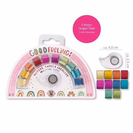 Trendhaus- GOOD FEELINGS Rainbow Glitter Tejp incl tejphållare, set om 12 delar