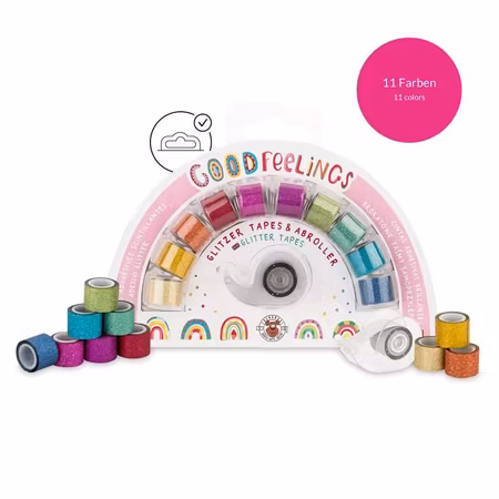 Trendhaus- GOOD FEELINGS Rainbow Glitter Tejp incl tejphållare, set om 12 delar