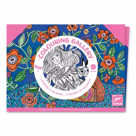 Djeco- Colouring Gallery - Blooms / Målar alt klisterbok. Pyssla.