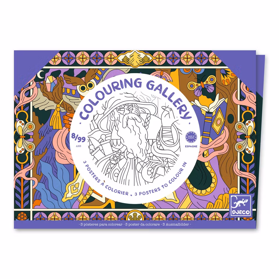 Djeco- Colouring Gallery - Heroic / Målar alt klisterbok. Pyssla.