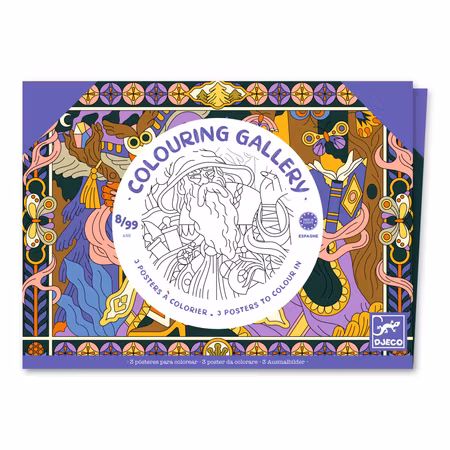 Djeco- Colouring Gallery - Heroic / Målar alt klisterbok. Pyssla.
