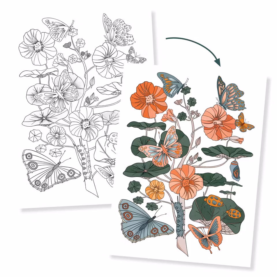 Djeco- Colouring Gallery - Naturalist/ Målar alt klisterbok. Pyssla.