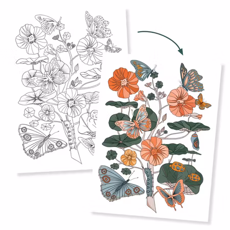 Djeco- Colouring Gallery - Naturalist/ Målar alt klisterbok. Pyssla.