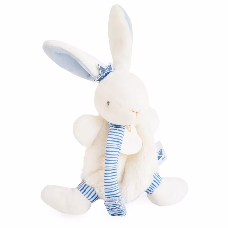 Doudou Et Compagnie- LAPIN MATELOT - Comforter Bunny with Pacifier Holder/ Snutte med Napphållare.