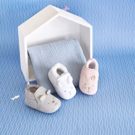Doudou Et Compagnie- BABY BOOTIES Grey, 0-6 months