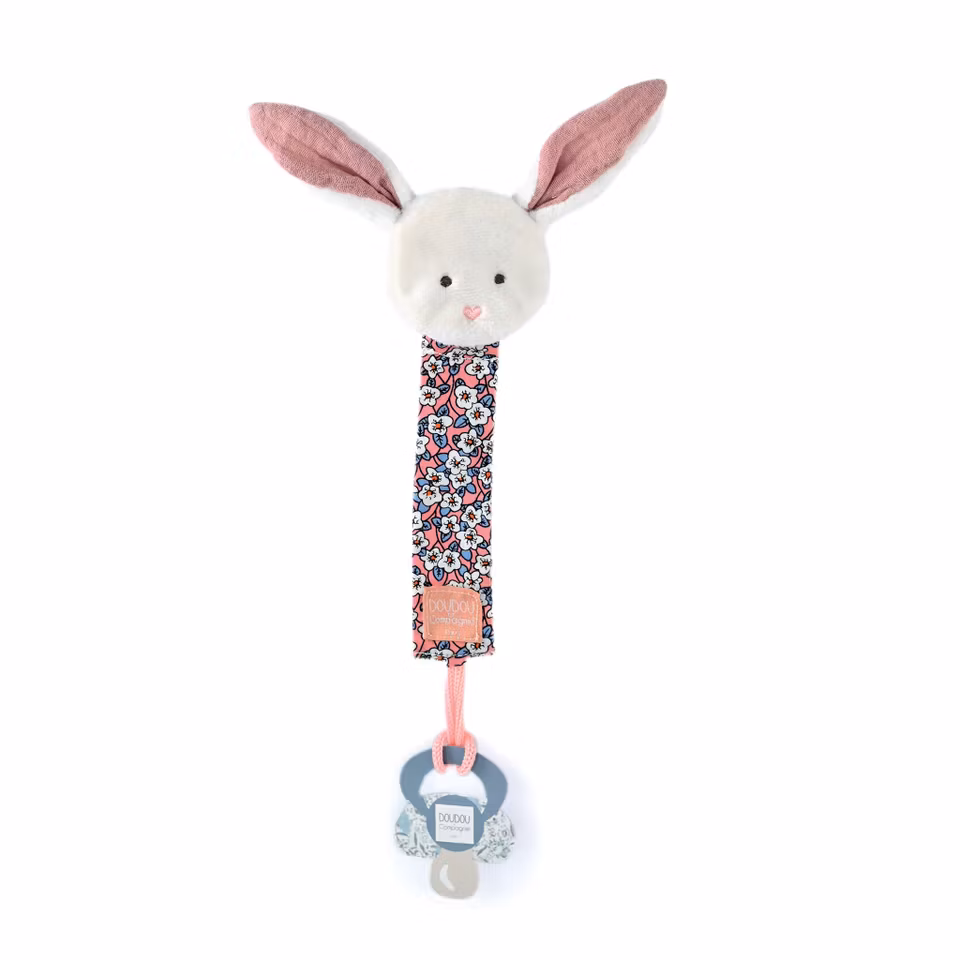 Doudou Et Compagnie- BOH´AIME - Pacifier Holder vit kanin/ Napphållare.