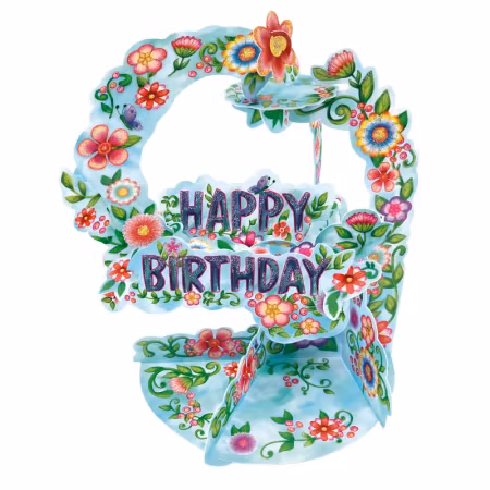 Santoro- Pendulum Card - Happy Birthday - Floral