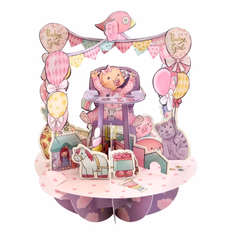 Santoro- Pirouettes Card - Baby Girl