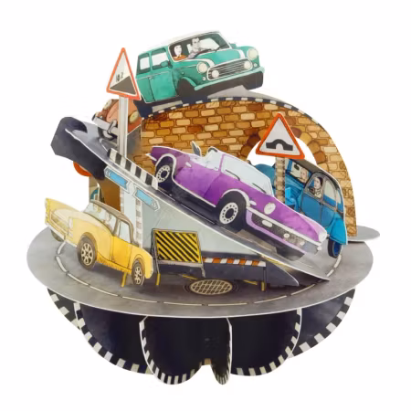 Santoro- Pirouettes Card - Retro Cars