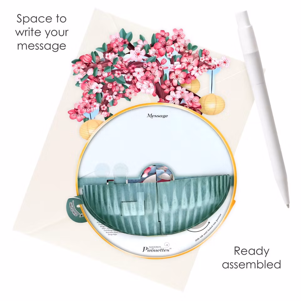 Santoro- Pirouettes Card - Cherry Blossom