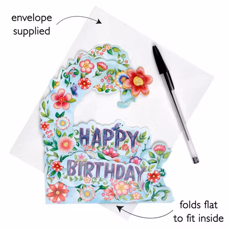 Santoro- Pendulum Card - Happy Birthday - Floral