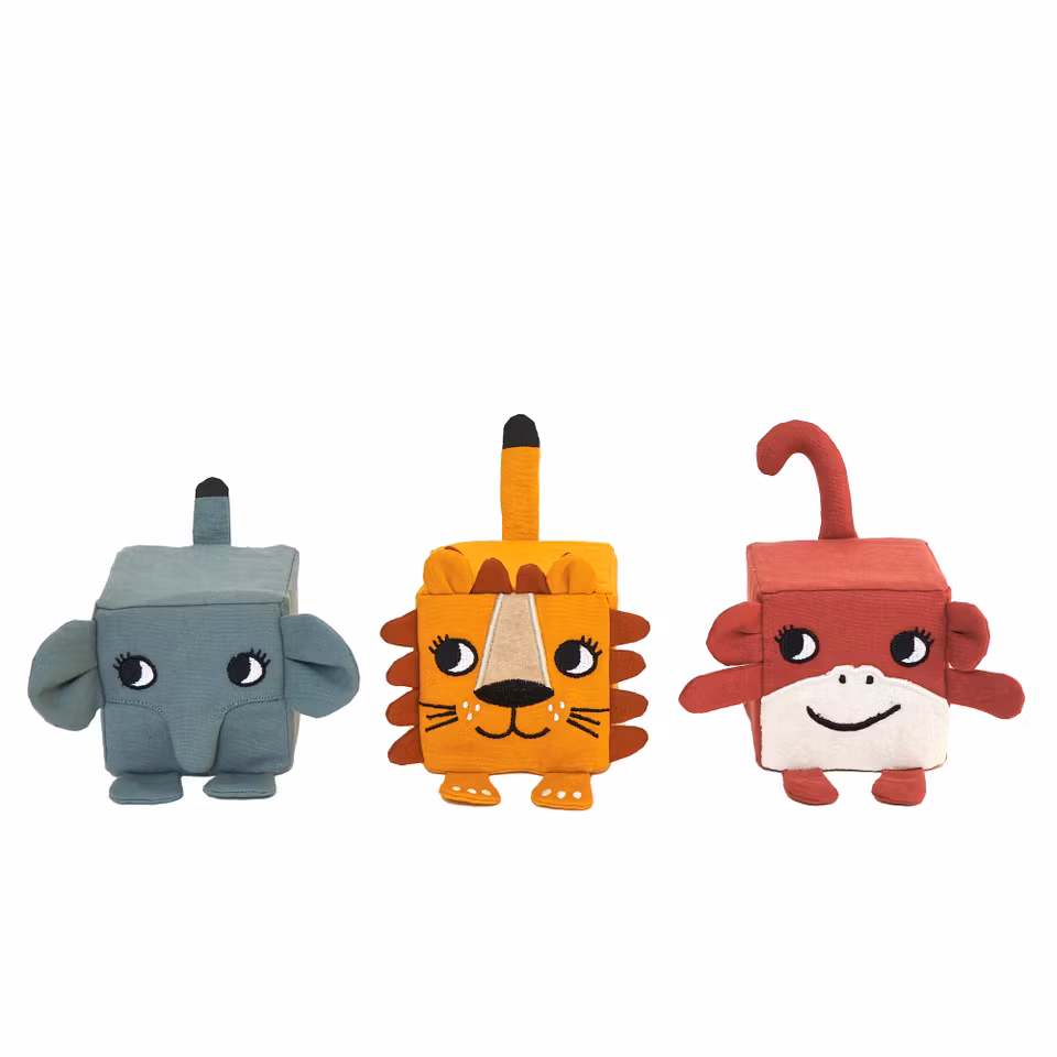 Roommate- Soft Cubes - Monkey, Elephant, Lion