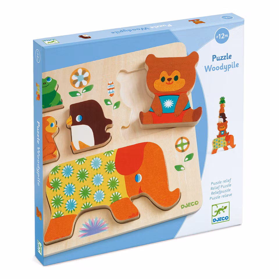 Djeco- Reliefpuzzle, Woodypile, 5 pcs