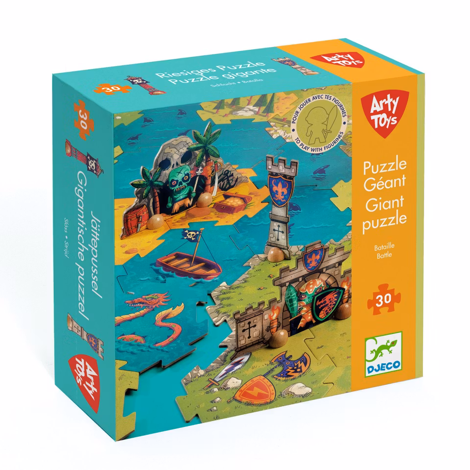 Djeco- Giant Puzzle-Battle, 30 pcs - FSC MIX