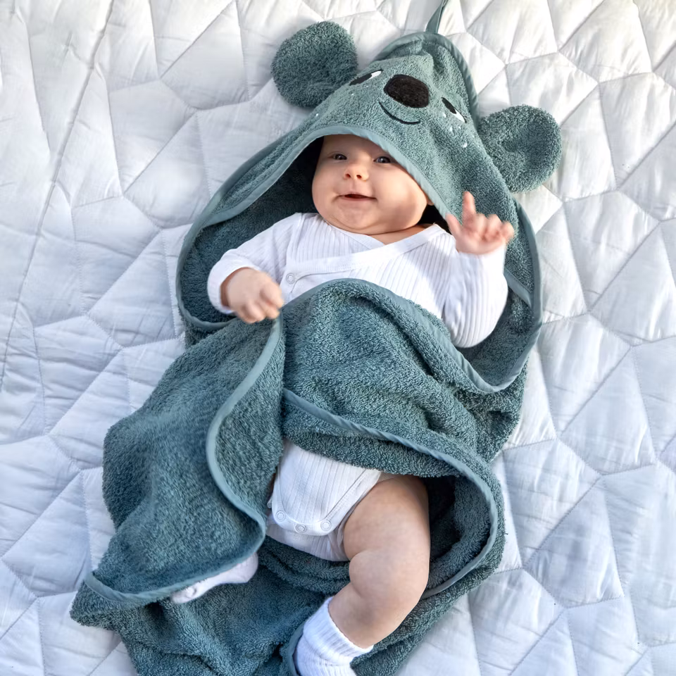 Roommate- Hooded Towel - KOALA, Sea Grey