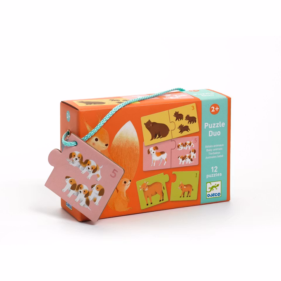 Djeco- Puzzle Duo, Baby Animals - FSC MIX