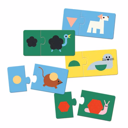 Djeco- Puzzle Duo, Shapes & Animals - FSC MI