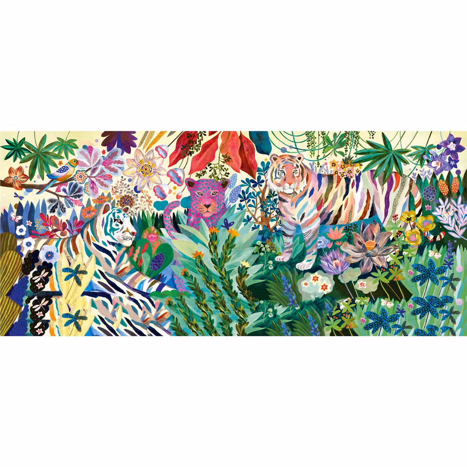 Djeco- Puzzle Gallery, Rainbow Tigers, 1000 pcs - FSC MIX