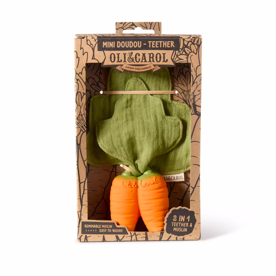 OLI & CAROL- Cathy the Carrot Mini Doudou-Teether
