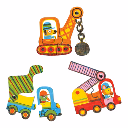 Djeco- Puzzle Duo, Articulo vehicles