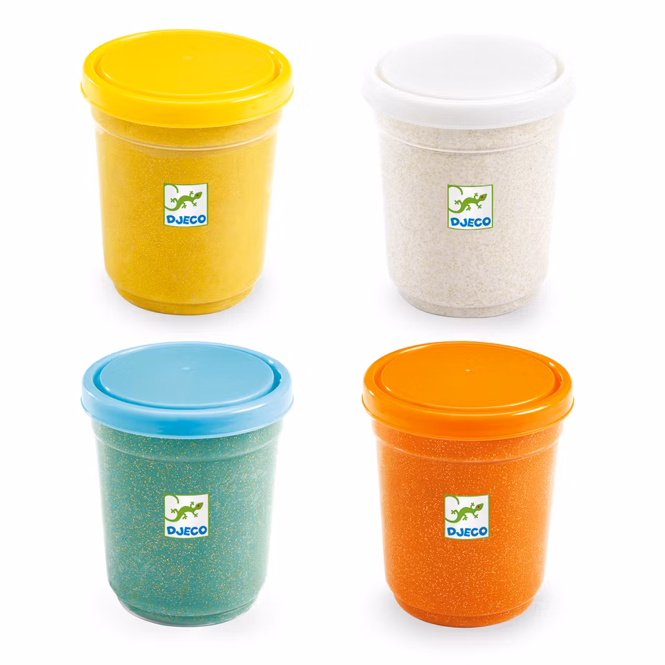 Djeco- 4 pots of glittery play dough/ lera