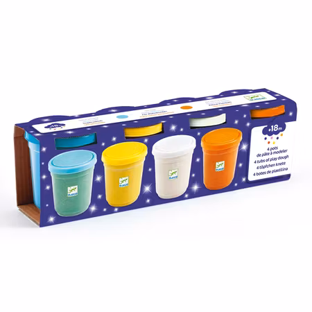 Djeco- 4 pots of glittery play dough/ lera