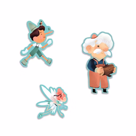 Djeco- Story Puzzle, Pinocchio - 54 pcs - FSC MIX
