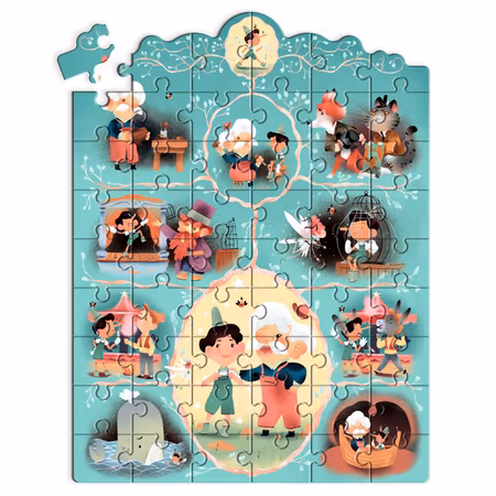 Djeco- Story Puzzle, Pinocchio - 54 pcs - FSC MIX