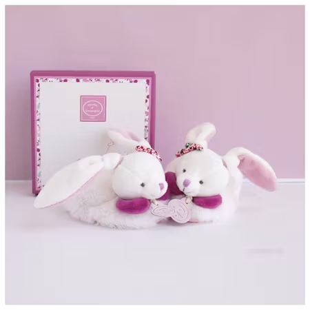 Doudou Et Compagnie- LAPIN CERISE - Booties with rattle