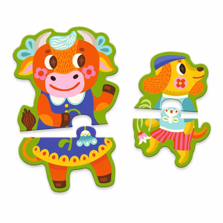 Djeco- Puzzle Duo - Big And Small On the Farm - FSC MIX, 16 pcs