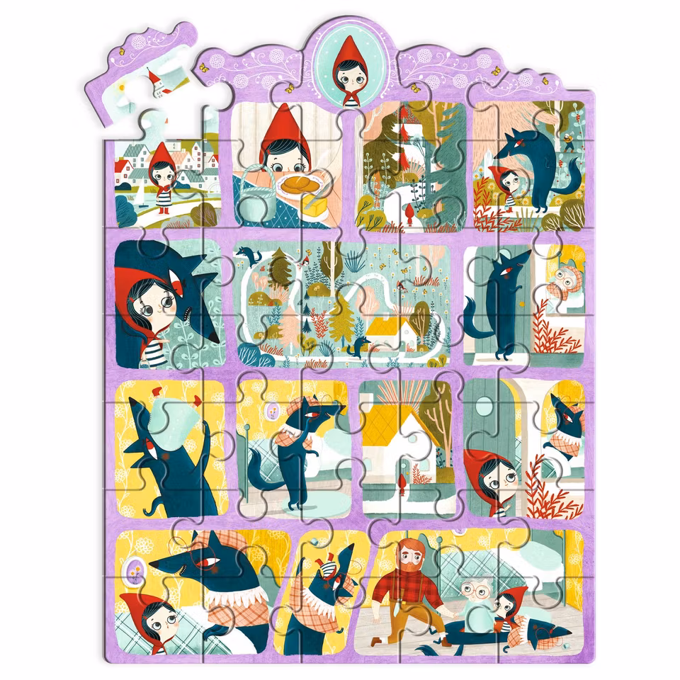 Djeco- Story Puzzle, Little Red Riding Hood - 35 pcs - FSC MIX