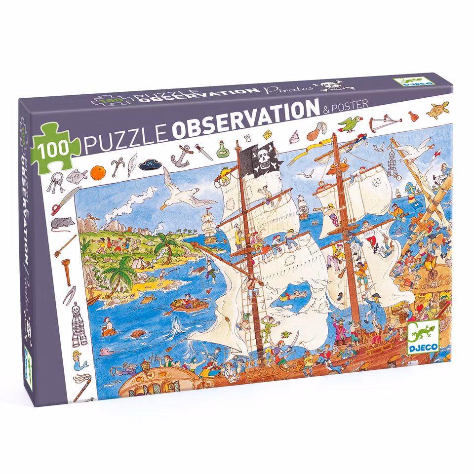 Djeco- Observations puzzle Pirates, 100 pcs - FSC MIX