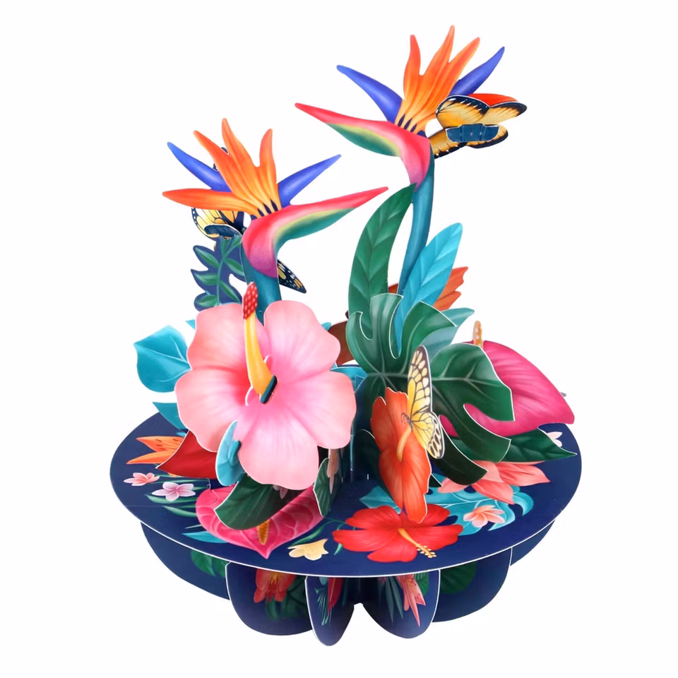 Santoro- Pirouettes Card - Tropical Flowers