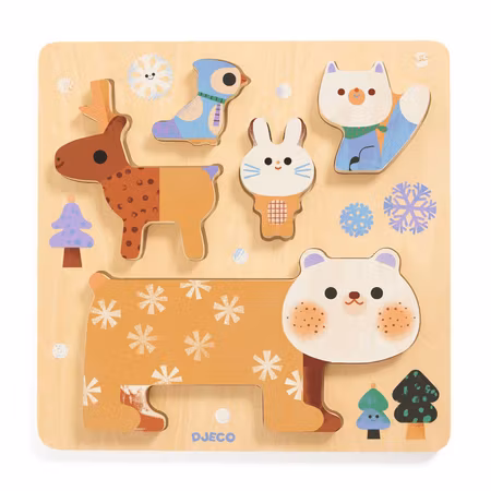 Djeco- Relief Puzzle: WoodyStack - 5 pcs - FSC 100%