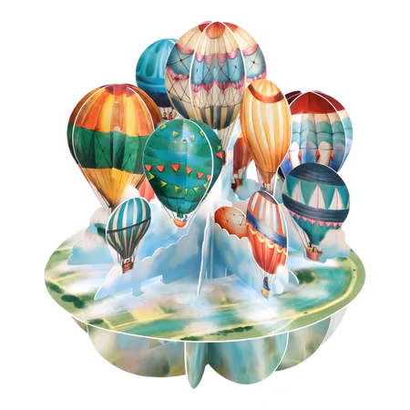 Santoro- Pirouettes Card - Hot Air Balloons