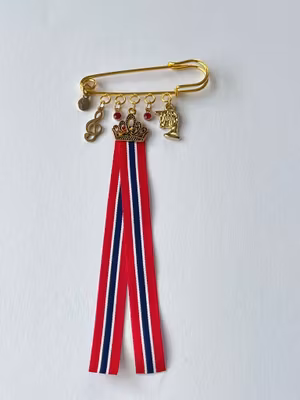Gullforgylt 17mai-nål uten strass 🇳🇴💛