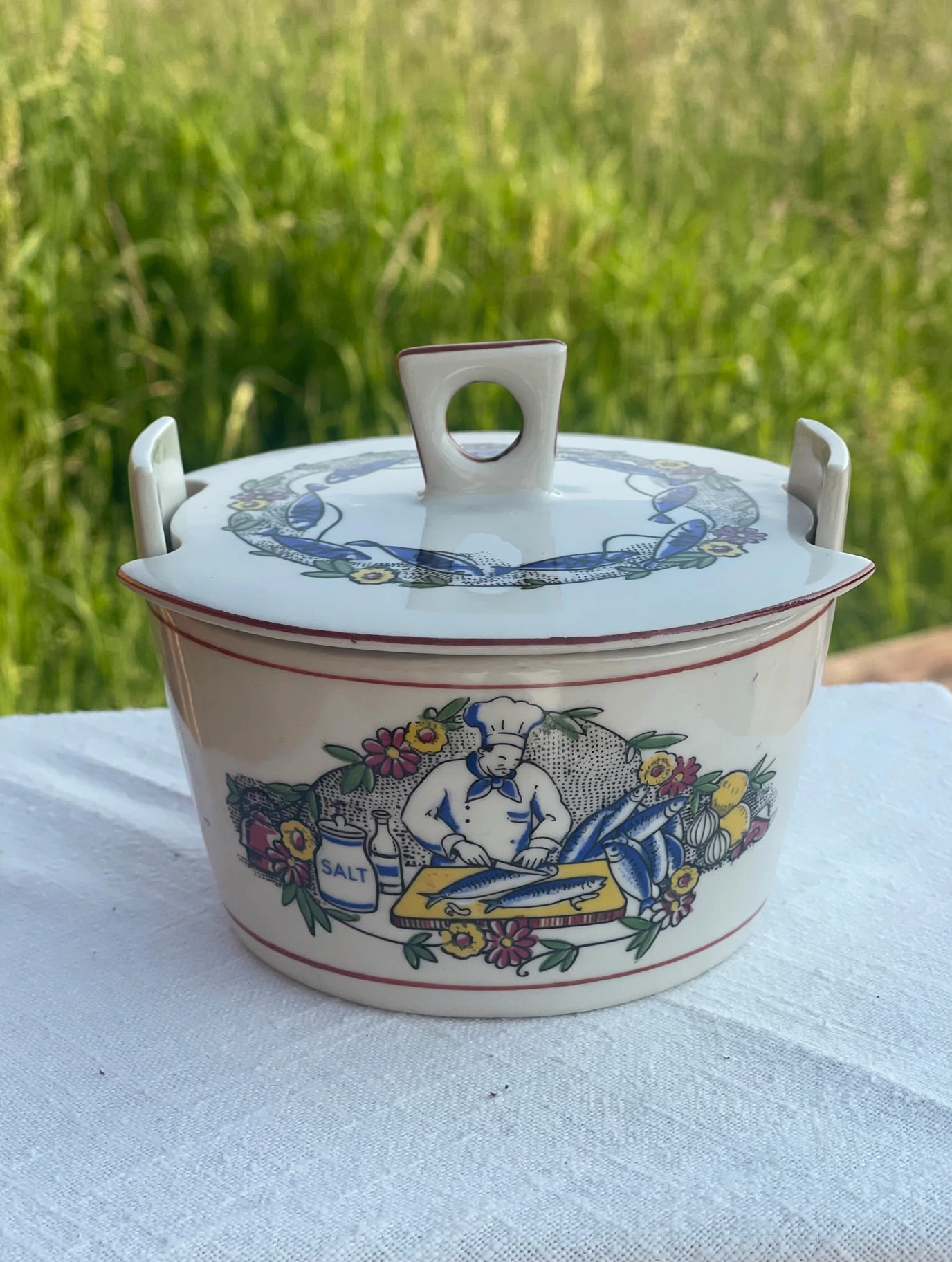 Aksini Randers Sildeskrukke med Lokk – Vintage Dansk Stentøy 60-tall