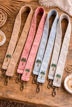 Väskband med palmdetalj – Rosa