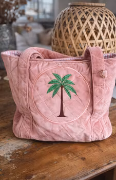 Tote bag med palmmotiv – Rosa