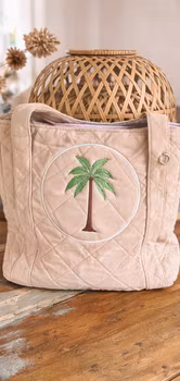 Tote bag med palmmotiv –sand