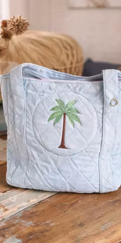Tote bag med palmmotiv –ljusblå
