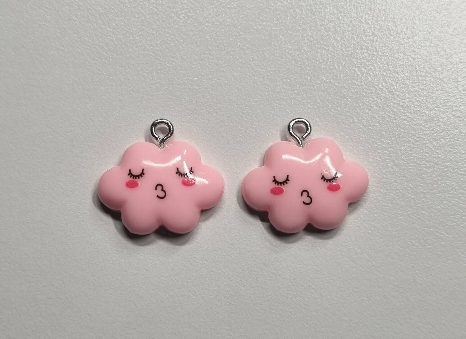 2 st rosa moln - berlocker / charms / hängen