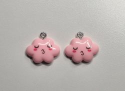 2 st rosa moln - berlocker / charms / hängen